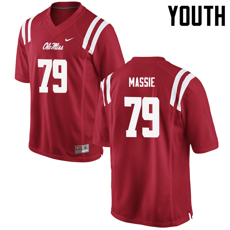 Bobby Massie Ole Miss Rebels NCAA Youth Red #79 Stitched Limited College Football Jersey OIR4658OB